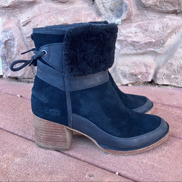 UGG Kirke Shearling-Trimmed Leather & Suede Ankle Boots - Picture 5 of 14